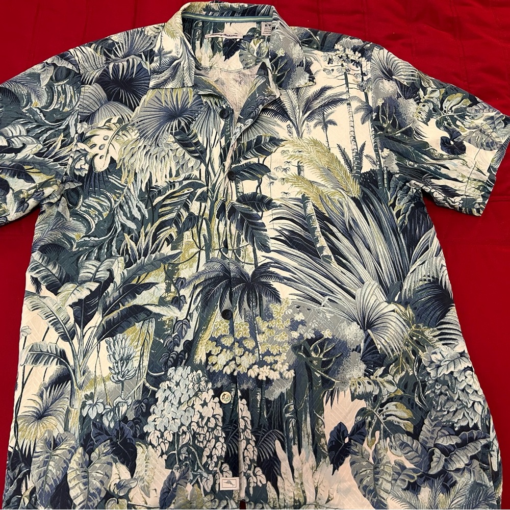 Tommy Bahama Tropical Print Men's Silk Camp Shirt EUC